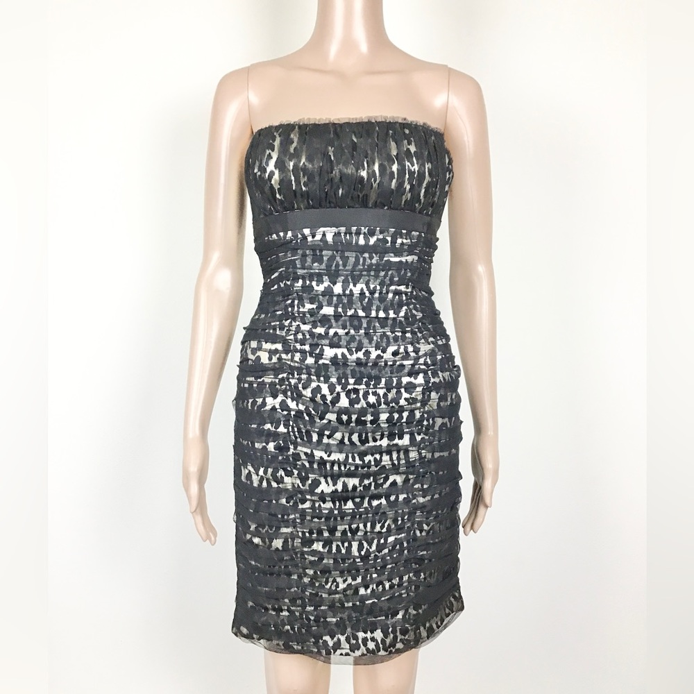 Mesh Animal Print Silk Strapless Dress Size 0